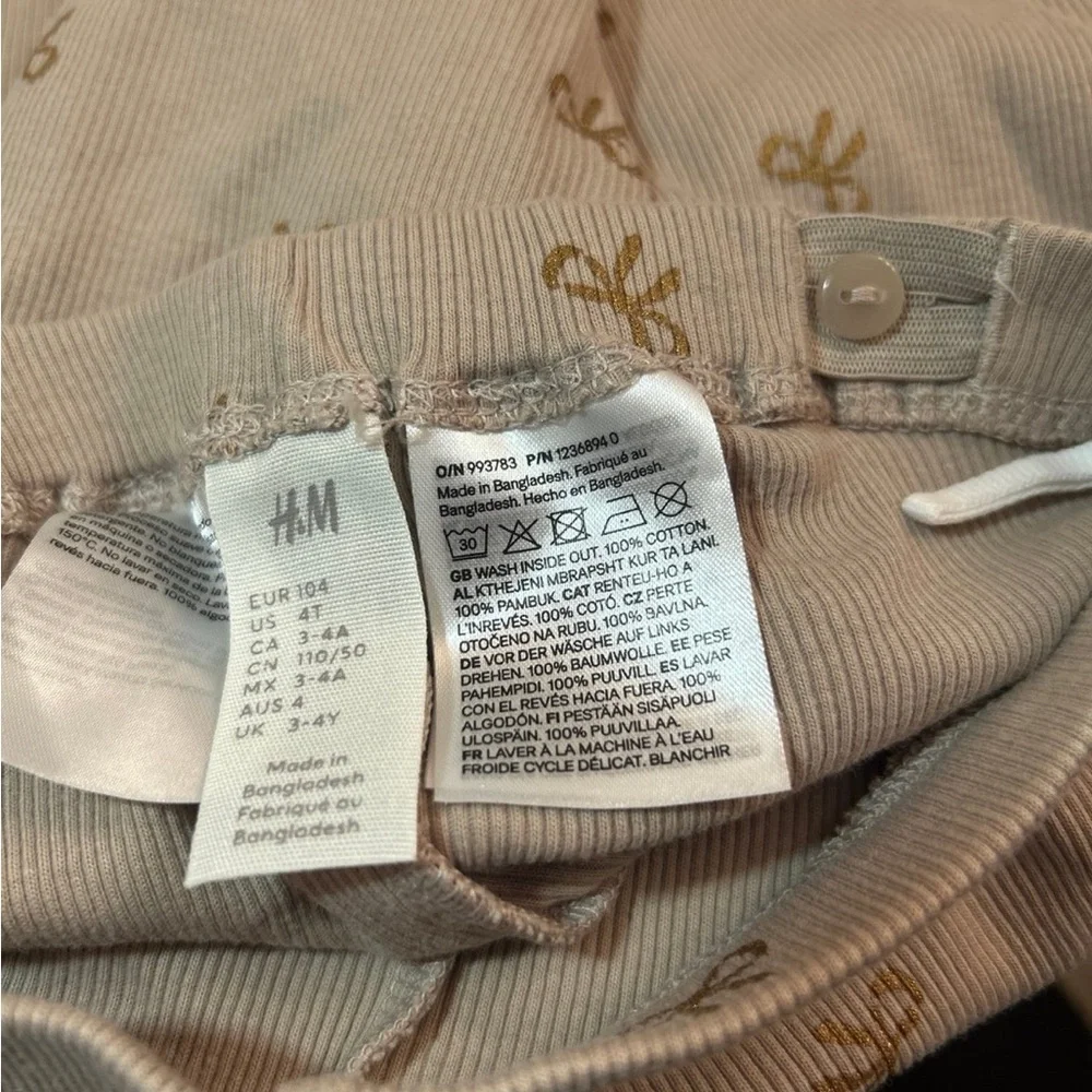 H&M Cream‎ and Brown Pajama Set with Floral Design